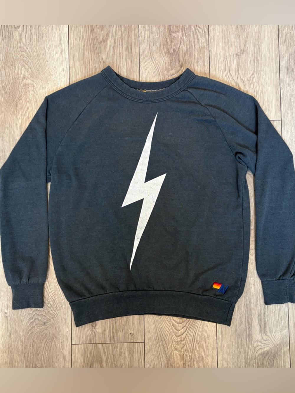 Aviator Nation Lightning Bolt Sweatshirt Pullover Size Small Unisex Charcoal